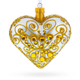 Regal Gold Filigree Heart Glass Ornament in White color Heart