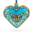 Turquoise Butterfly Elegance Heart Glass Ornament in Blue color Heart