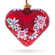 Pearl & Ruby Jeweled Heart Glass Ornament in Red color Heart