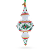 Winter Lattice & Holly Star Jeweled Double-Ended Finial Drop Glass Christmas Ornament in White color Finial