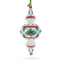 Winter Lattice & Holly Star Jeweled Double-Ended Finial Drop Glass Christmas Ornament in White color Finial