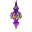 Royal Jewel Embellishments Gold Filigree Double-Ended Finial Drop Glass Christmas Ornament in Purple color Finial