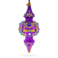Royal Jewel Embellishments Gold Filigree Double-Ended Finial Drop Glass Christmas Ornament in Purple color Finial