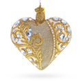 Gold Jeweled Baroque Heart Glass Christmas Ornament in Gold color Heart