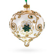 Gold Jeweled Swirl Onion-Shape Finial Glass Christmas Ornament in Ivory color Finial