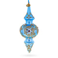 Royal Blue Jeweled Scroll Double-Ended Finial Drop Glass Christmas Ornament in Blue color Finial