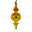 Golden Holly & Ivy Glitter Double-Ended Finial Drop Glass Christmas Ornament in Gold color Finial