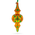 Golden Holly & Ivy Glitter Double-Ended Finial Drop Glass Christmas Ornament in Gold color Finial