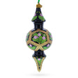 Black & Gold Floral Medallion Double-Ended Finial Drop Glass Christmas Ornament in Black color Finial