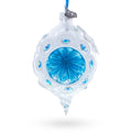 Vintage Style White and Blue Reflector Pointed Teardrop Finial Glass Christmas Ornament in White color Concave Reflector