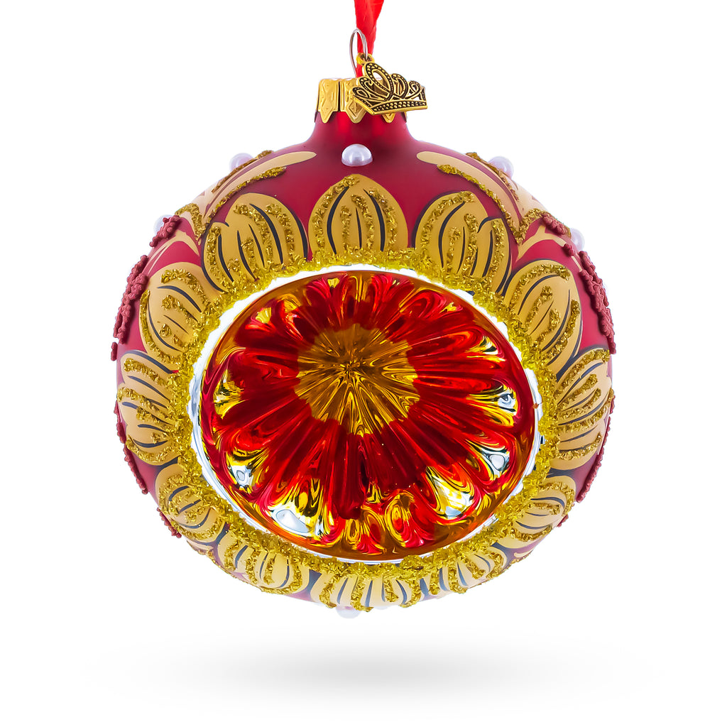 Red Ball Christmas Ornament in Red color Concave Reflector