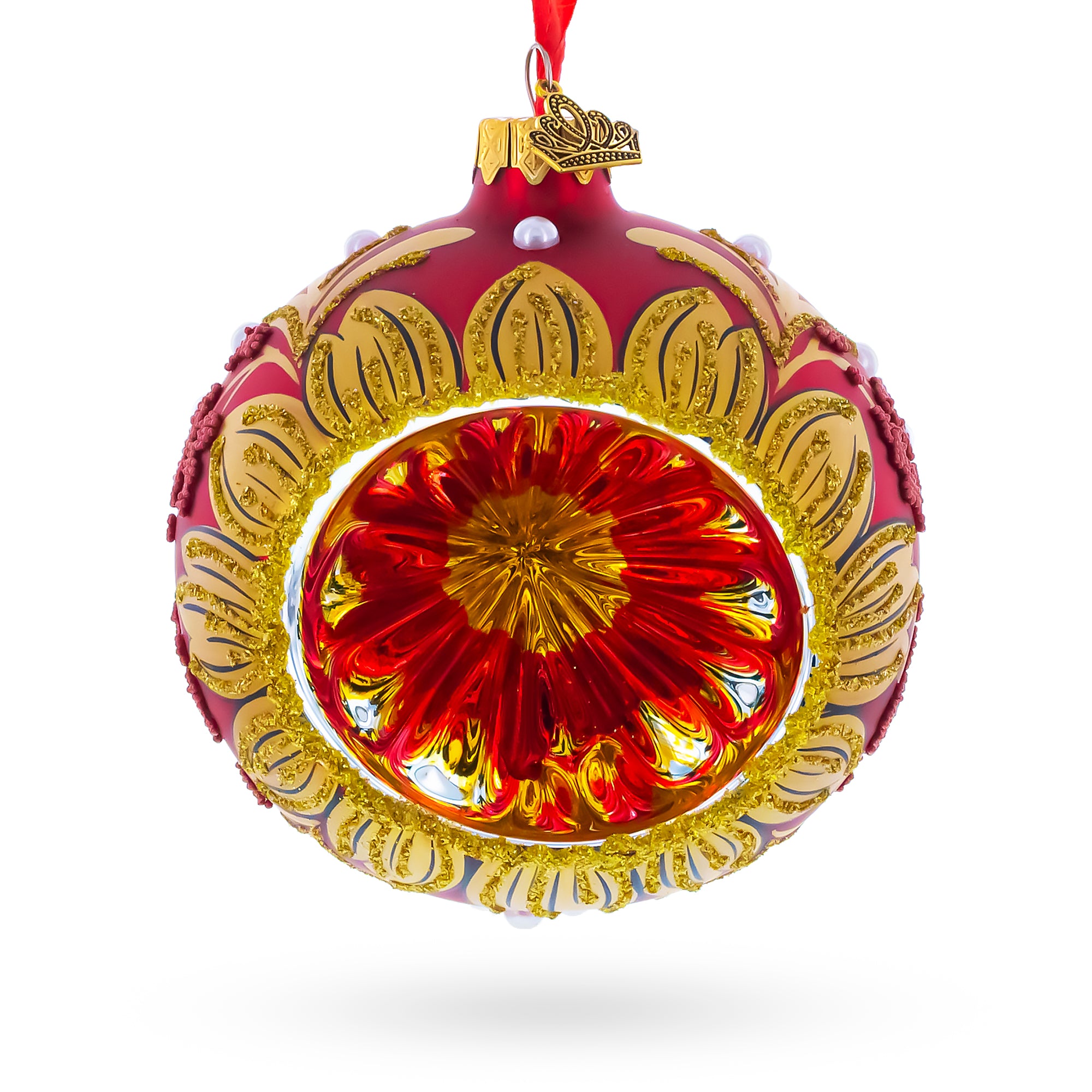 Red Ball Christmas Ornament in Red color Concave Reflector