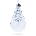 Diamonds on Clear Waterdrop Finial Glass Christmas Ornament in White color Finial
