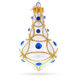 Blue Jewels on Clear Glass Bell Finial Christmas Ornament in White color,  shape