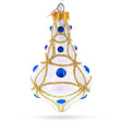 Blue Jewels on Clear Glass Bell Finial Christmas Ornament in White color Finial