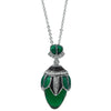 Pewter Regal Raindrop: Green Crystal Water Drop Egg Pendant Necklace in Green color Oval