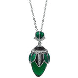 Regal Raindrop: 20-Inch Green Crystal Water Drop Egg Pendant Necklace in Green color, Oval shape