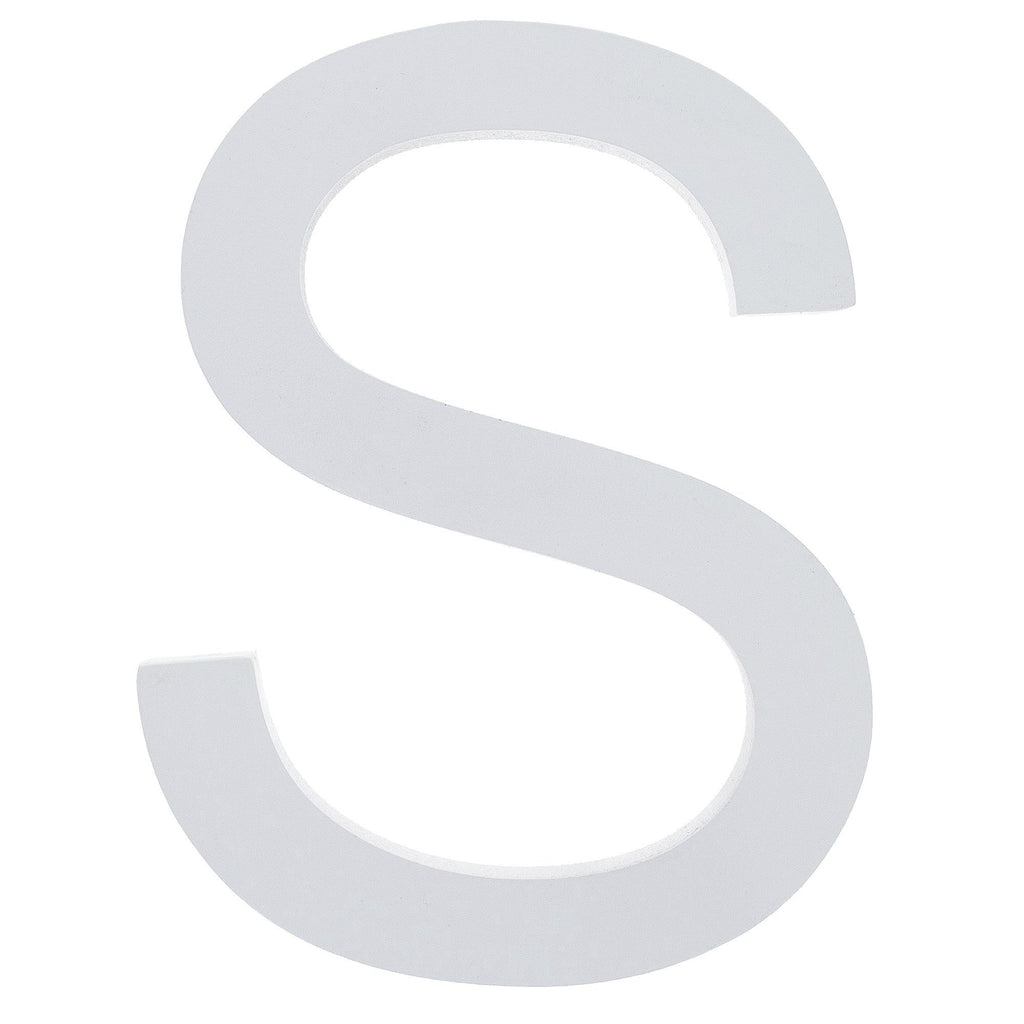 Arial Font White Painted MDF Wood Letter S (6 Inches) in White color