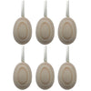 6 Blank Unpainted Wooden Egg Ornaments on Ribbon 2.75 Inches in Beige color, Oval shape