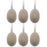 Wood 6 Blank Unpainted Wooden Egg Ornaments on Ribbon 2.75 Inches in Beige color Oval