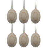 6 Blank Unpainted Wooden Egg Ornaments on Ribbon 2.75 Inches in Beige color Oval