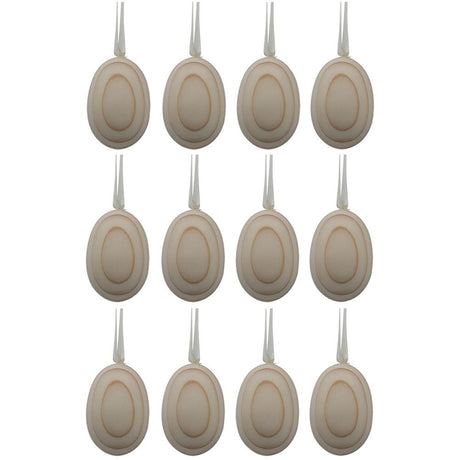 Set of 12 Unfinished Unpainted Wooden Ornaments 2.75 Inches in Beige color, Oval shape