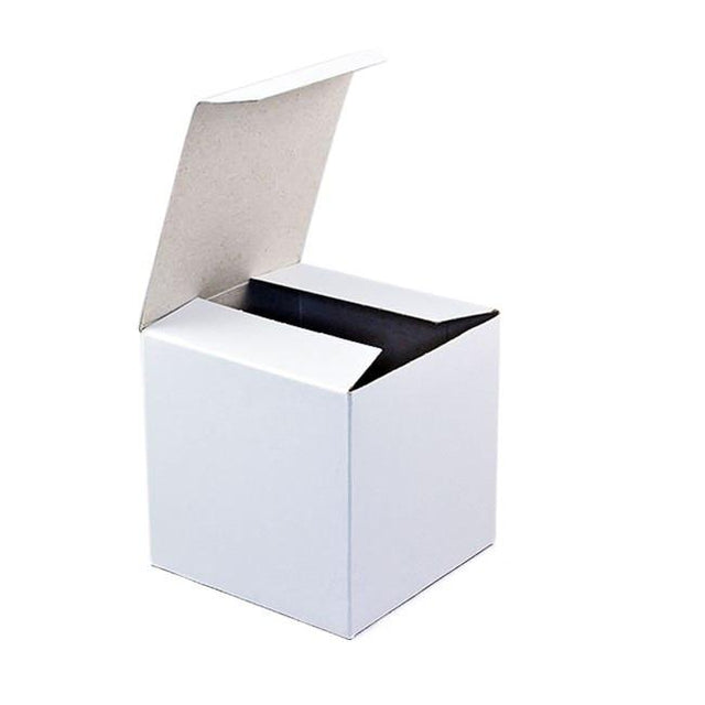 Glossy White Paper Gift Box 4 x 4 x 4 Inches in White color,  shape