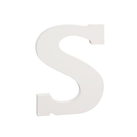Courier Font White Color Wooden Letter S (6 Inches) in White color