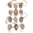 Set of 12 Miniature Gold and White Plastic Easter Egg Ornaments 1.6 Inches in Gold color, Oval shape