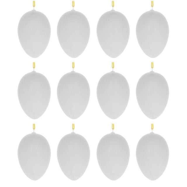 Plastic Set of 12 White Blank Hollow Plastic Easter Egg Ornaments 2.6 Inches in White color Oval
