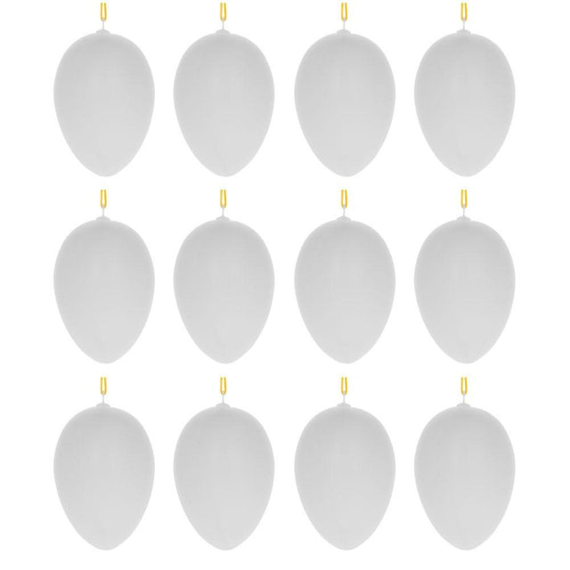 Plastic Set of 12 White Blank Hollow Plastic Easter Egg Ornaments 2.6 Inches in White color Oval