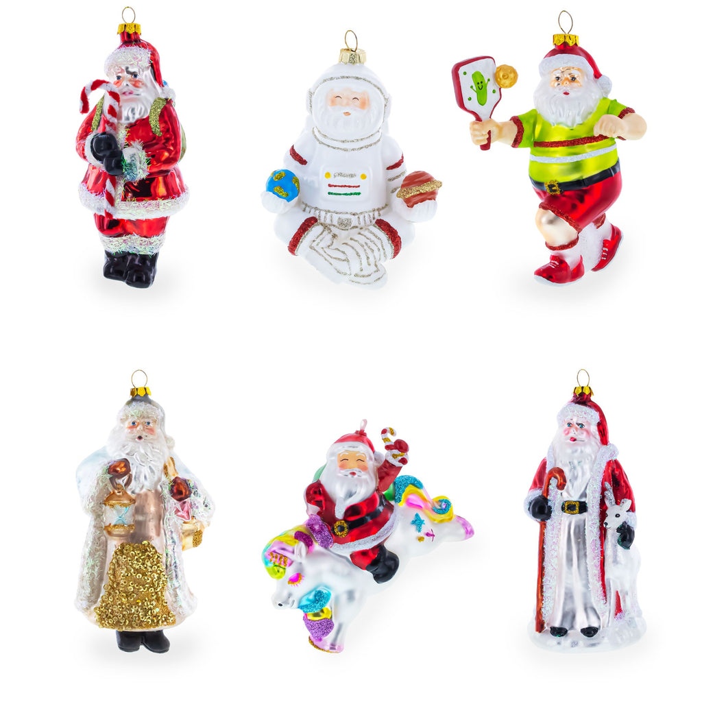 Shop Santa the Traveler Glass Christmas Ornament. Buy Christmas Ornaments > Santa Multi Figurine