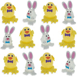 Set of 12 Chick and Bunny Easter Eggs 2.5 Inches in Multi color