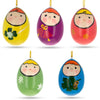 Wood Set of 5 Wooden Egg Shaped Matryoshka Nesting Doll Ornaments in Multi color Oval