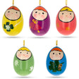 Set of 5 Wooden Egg Shaped Matryoshka Nesting Doll Ornaments in Multi color, Oval shape