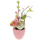 Set of 4 Colorful Spring Flowers with Easter Eggs 7 Inches , dimensions in inches: 7 x 3 x 3