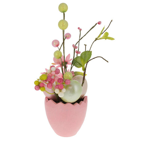 Set of 4 Colorful Spring Flowers with Easter Eggs 7 Inches , dimensions in inches: 7 x 3 x 3