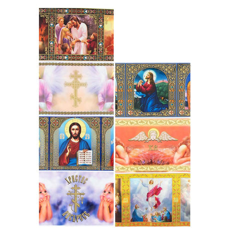 7 Christian Icons and Angels Ukrainian Easter Egg Decorating Wraps in Purple color, Rectangular shape