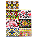 7 Folk Embroidery Designs & Floral Motifs Ukrainian Easter Egg Decorating Wraps Heat Shrink Sleeves in Black color Rectangular