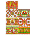 7 Folk Animal Ukrainian Easter Egg Decorating Wraps Heat Shrink Sleeves in Orange color Rectangular