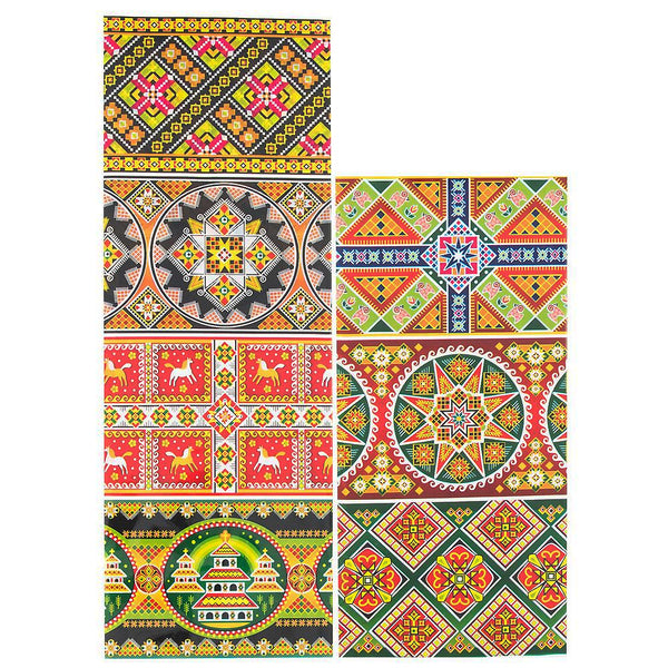 7 Geometrical Ukrainian Easter Egg Decorating Wraps in Brown color, Rectangular shape