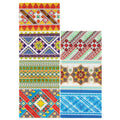 7 Ethnic Geometric & Folk Patterns Ukrainian Easter Egg Decorating Wraps Heat Shrink Sleeves in Blue color Rectangular