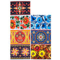 7 Folk Art Stars & Floral Patterns Ukrainian Easter Egg Decorating Wraps Heat Shrink Sleeves in Orange color Rectangular