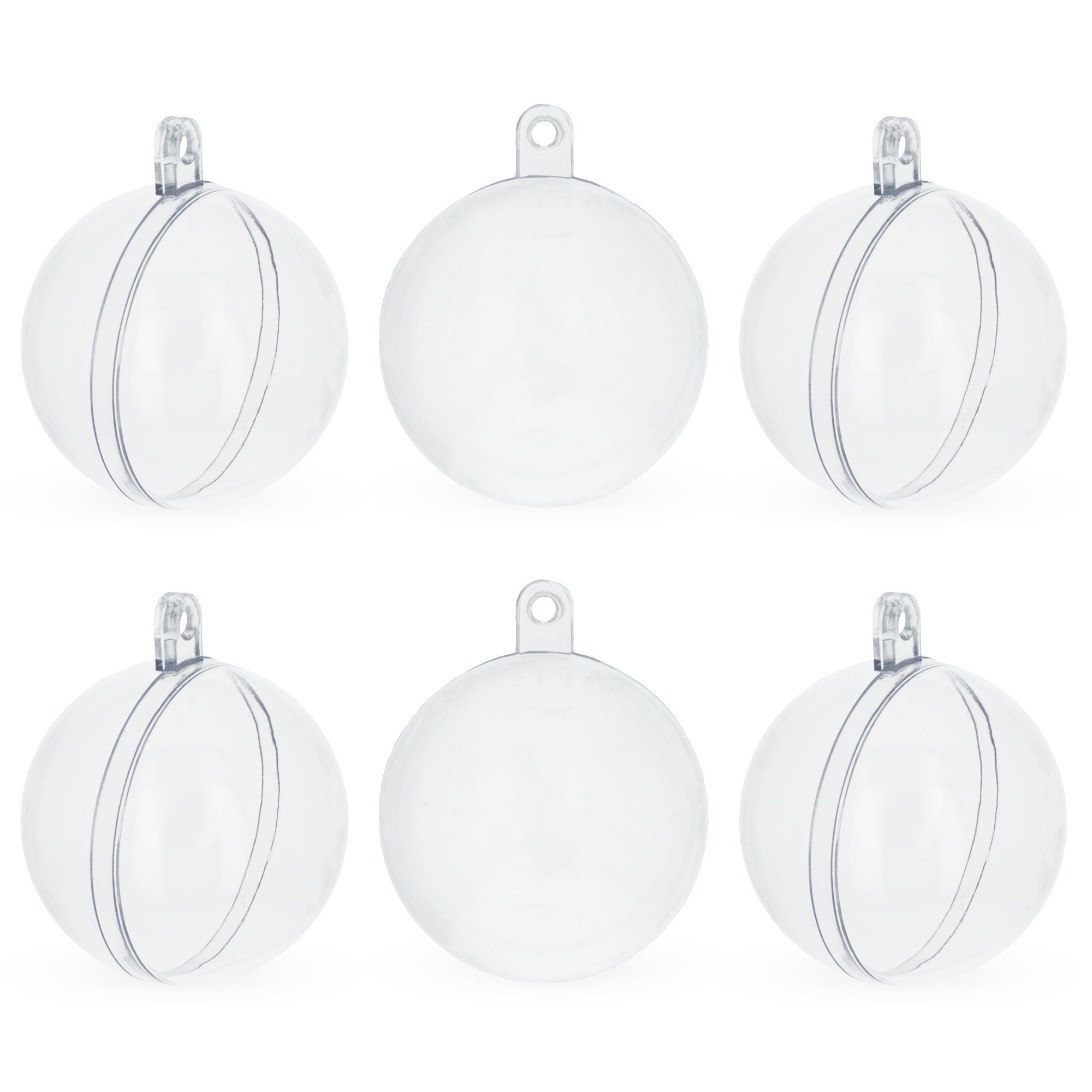 Set of 6 Mini Clear Plastic Ball Ornaments 1.92 Inches (49 mm) in Clear color Round