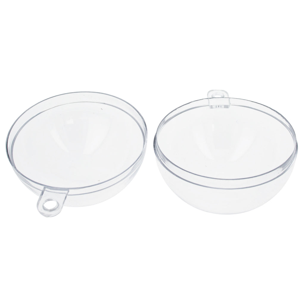 Set of 6 Mini Clear Plastic Ball Ornaments 1.92 Inches (49 mm)China , dimensions in inches: 1.92 x 1.5 x 1.5