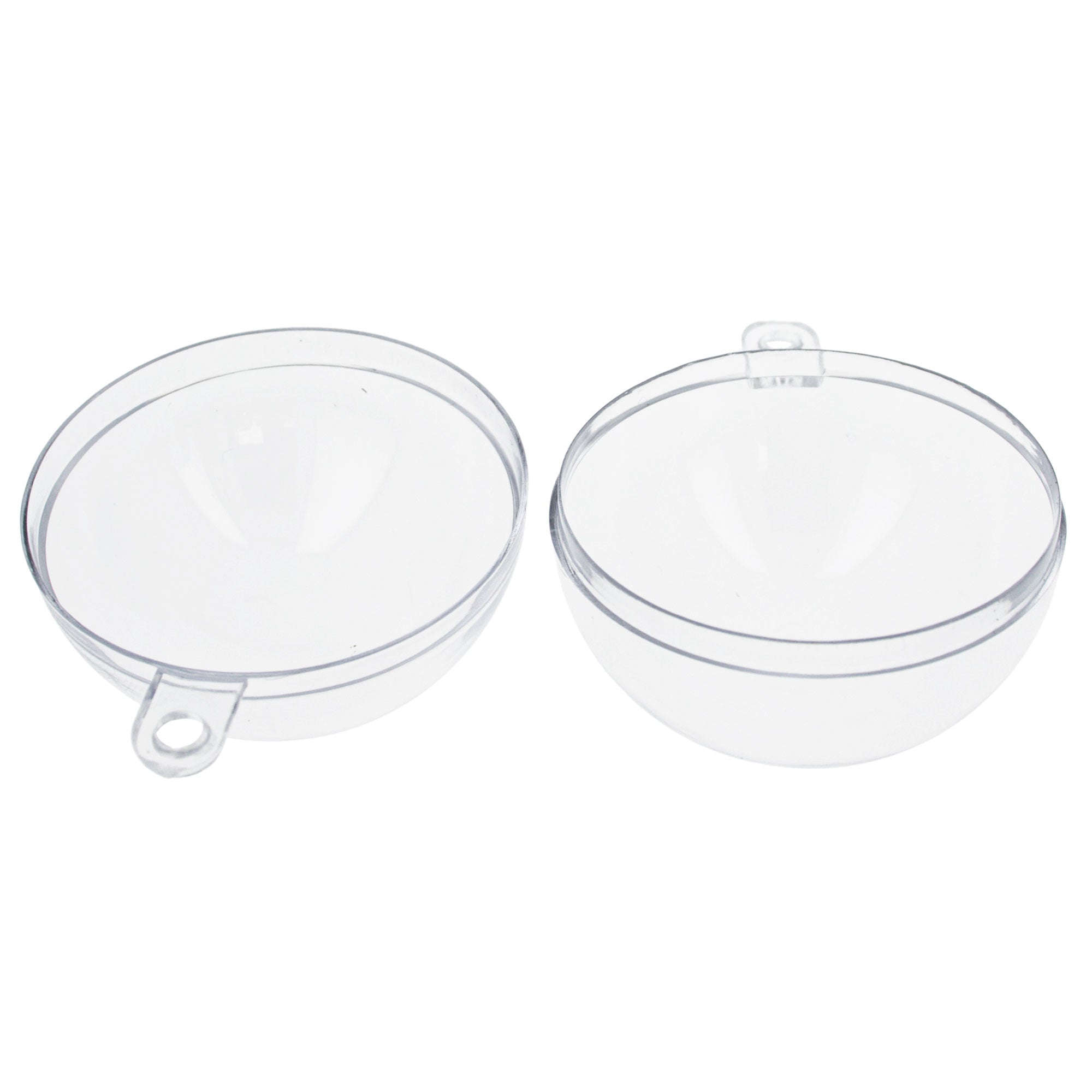 Set of 6 Mini Clear Plastic Ball Ornaments 1.92 Inches (49 mm)China , dimensions in inches: 1.92 x 1.5 x 1.5