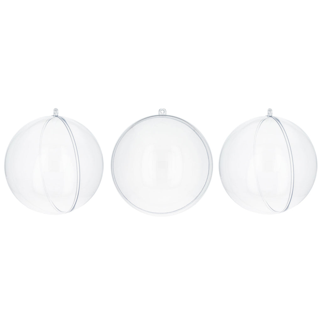 Set of 3 Clear Plastic Ball Ornaments 2.7 Inches (69 mm) in Clear color Round
