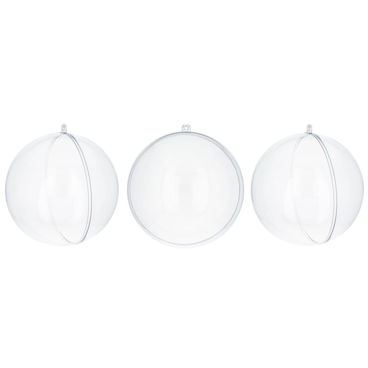 Set of 3 Clear Plastic Ball Ornaments 2.7 Inches (69 mm) in Clear color, Round shape
