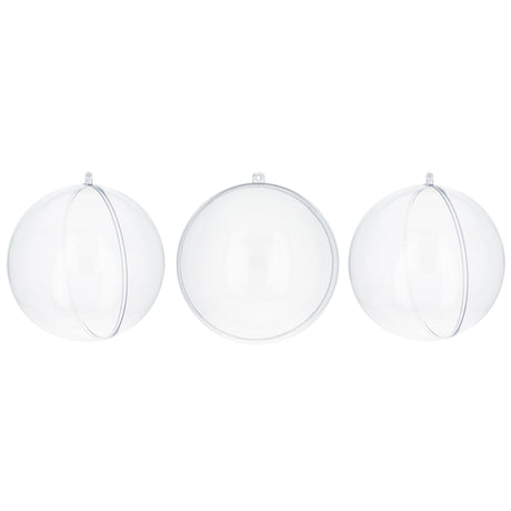 Set of 3 Clear Plastic Ball Ornaments 2.7 Inches (69 mm) in Clear color Round