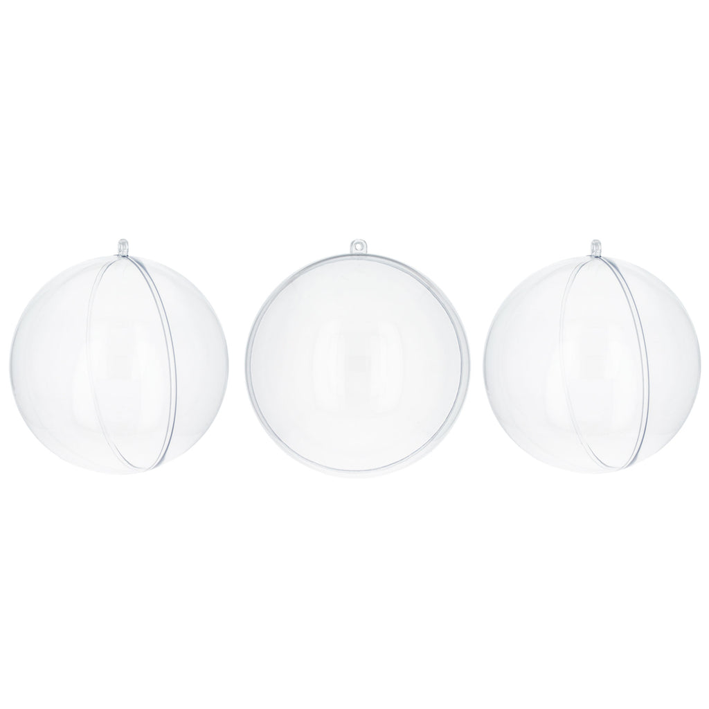Set of 3 Clear Plastic Ball Ornaments 2.7 Inches (69 mm) in Clear color, Round shape
